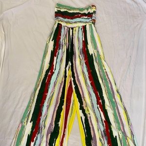 Mixed Matched Long Jumpsuit Colorful Romper